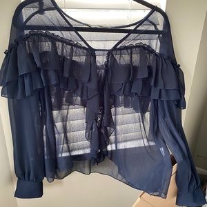 Navy sheer flowy Blouse
